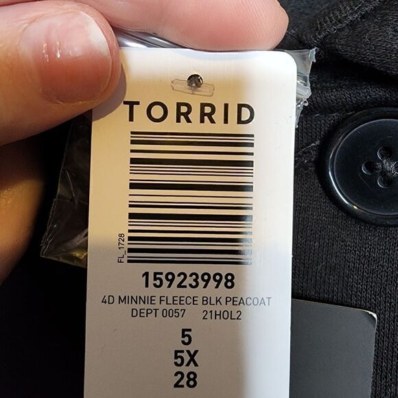 5X 28W Torrid Black Minnie Mouse Pea Coat Disney Fleece Knit Embroidered Jacket - Picture 8 of 9